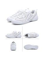 Ferndule Girls Breathable Round Toe Dance Sneakers Competition Lightweight Lace Up Training Cheer Shoes White 2Y