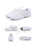 Ferndule Girls Breathable Round Toe Dance Sneakers Competition Lightweight Lace Up Training Cheer Shoes White 2Y