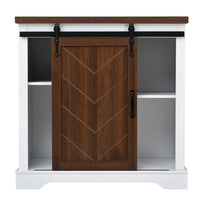 CUH Bathroom Storage Cabinet, Farmhouse Freestanding Accent Cabinet, Sliding Barn Door, Thick Top, Adjustable Shelf, Kitchen Buffet Entryway Table, Thick MDF Board