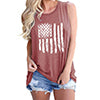 Women's Round Neck Sleeveless Loose Tank National Flag Printed Pullover Summer