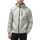Men Solid Color Windproof Waterproof Jacket Outdoor Lapel Neck Windbreaker Coat