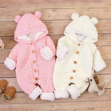 Baby Romper Knitted Toddler Jumpsuit Cute Playsuit Hoodie Boys Girls Keep Warm