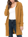 Women's Casual Cardigan Pockets Knitted Long Sleeve Hooded Jumper Knitted Top