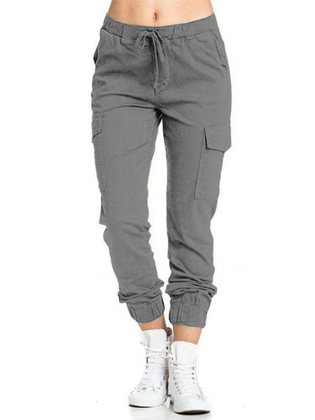 MAWCLOS Womens Casual Lounge Harem Pant Plus Size Elastic Waist Drawstring Hiking Jogger Workout Cargo Pants with Pockets