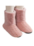 Women Fur Lined Knitted High Top Cotton Soft Shoes Slip On Comfortable Cotton Slippers