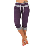 Womens Ladies Yoga Capri Pants Splicing Slim Fit Flared High Waist Fitness Gym