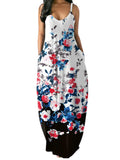 Women's Loose Floral Maxi Dresses Casual Long Dresses 2 Side Pockets Boho Dress