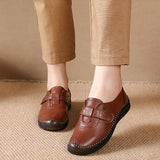 Womens Anti Slip Round Toe Flats Solid Color Magic Tape Summer Casual Soft Shoes