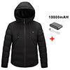 Mid-Ten Men's Heated Jacket USB Electric Heated Coat Vest Hooded Heating Winter Clothes Thermal Outdoor Heating Pad Outwear-Full Zip Down Cotton Jacket with Battery Pack 10000mAH