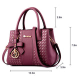 Women Braided PU Leather Shoulder Bag Crossbody Bag Handbag Tote Purse + Pendant