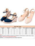 Womens Platform Espadrille Wedges High Heel Sandals with Ankle Strap Buckle Up Shoes