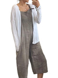 Women Classic Straps Romper Wide Leg Capris Pants Vintage Jumpsuits Ladies Suspender Daily Wear Trousers