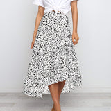 Womens High Waist Polka Dot Pleated Skirt Midi Swing Skirt