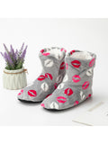 Women Men Winter Warm Boot Slippers Lips Design Flat Thicken Plus Velvet Slipper