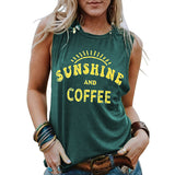 Lumento Women Sunshine and Coffee Tank Tops Casual Summer Graphic Shirt Sleeveless Graphic Tee Shirts