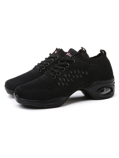 Ferndule Girls Round Toe Cheerleading Shoe Competition Breathable Lace Up Dance Sneakers Anti-Slip Shock Absorption Cheer Shoes Black 4.5