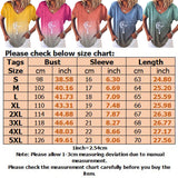 Women Summer Gradient Top V Neck Short Sleeve T Shirt Casual Dandelion Print Blouse Loose Pullover