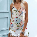 Women Sleeveless Tank Tops Summer Casual V Neck Shirt Floral Print Blouse