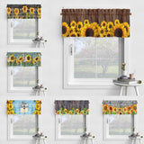 2 Piece Sunflower Printed Short Window Curtain Slot Top Cafe Tier Rod Pocket Kitchen Scarf Bathroom Valance