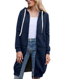 Frontwalk Casual Long Tunic Tops for Women Oversize Long Sleeve Zip Up Hoodie Sweatshirt Jacket Winter Fall Open Front Cardigan