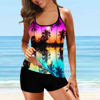 S-XL Women 2 Piece Tankini Swimsuit Set With Push Up Bra Padded Swimwear Beachwear Bathing Suit With High Waist Boyshorts