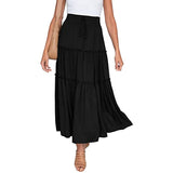 Women Plearws Long Maxi Skirts Tiered Ruffle Swing Skirts Summer Beach Boho Skrit