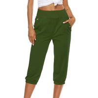 Women's Harem pants Loose Fit Capri Pants Jogger Workout Yoga Lounge Pants with Pockets