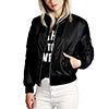 Women Solid Color Long Sleeve Zipper Stand Up Neck Short Jacket Casual Outwear