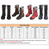 Womens Mid Calf Combat Boots Round Toe Lace up Low Heel Casual Motorcycle Shoes