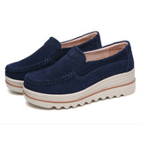 Women Suede Loafers Moccasins Pumps Slip On Wedge Casual Shoes Height Increase