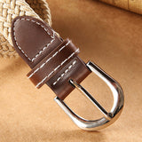 Men Women Canvas Knitted Braided Woven Webbing Belt Elastic Stretch Belts Buckle