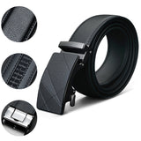 Men Genuine Leather Dress Ratchet Belt With Automatic Buckle Adjustable No Hole
