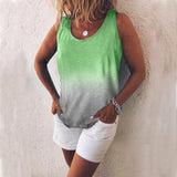 Plus Size Womens Loose Sleeveless T-shirt Ladies Gradient Summer Top Blouse