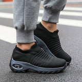 Women's Sock Sneakers Mesh Air Cushion Platform Walking Slip on Shoes Size 4.5-10