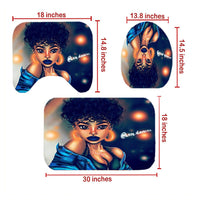 4Pcs/Set African Girl Shower Curtain Sets with 12 Hooks, Non-Slip Bath Mat, Pedestal Rug, Toilet Lid Cover, Bathroom Decor Christmas Gift