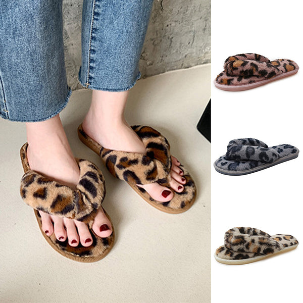 Ladies Womens Plush Flip Flop Slippers Winter Warm Comfort House Bedroom Shoes
