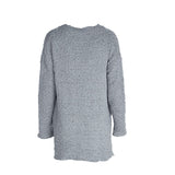 Womens Fuzzy Knitted Sweater Sherpa Fleece Side Slit Full Sleeve Jumper Outwears