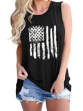 Women's Round Neck Sleeveless Loose Tank National Flag Printed Pullover Summer