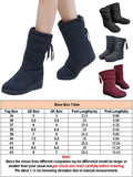Women Waterproof Winter Snow Boots Wedge Fur Lined Warm Slip On Mid-Calf Booties