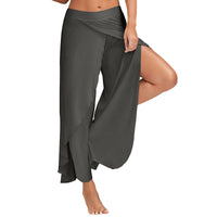 Women Electric Waist Baggy Harem Pants Hippie Yoga Gym Pants Trousers High Slit