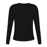 Women's Front Button Long Crochet Pockets Sleeve Lightweight Rib Tee Shirt Top