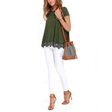 Women's Lace Splicing R Shirts Crew Neck Short Sleeve Pullover Tops T-Shirt Blouse Tunic