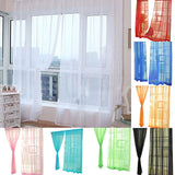 Voile Window Voile Panels/Drapes/Treatment for Bedroom Living Room Rod Pocket Sheer Curtain Panle Solid Color Tulle Scarf Valance