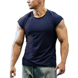 Men's Crew Neck Tops Gym Bodybluilding Fitness Muscle T-Shirt Loose Pullover