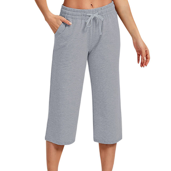 Women Elastic Waist Yoga Capris Pants Casual Workout Jogger Cropped Pant