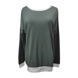 Women's Solid Scoop Neck T-shirt Autumn Long Sleeve Blouse Pullover Casual Tops
