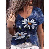 Women's Summer V-Neck Short Sleeve Tops Casual T-Shirt Blouse Pullover Tunic Tee