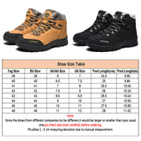 Men's Solid Color Flat Heels Lace Up Round Toe Ankle Boots High Top Hiking Shoes