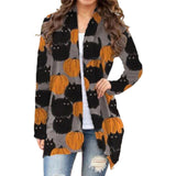 Women Halloween Print Long Sleeve Cardigan Coat Outwear Jacket Jumper Open Front