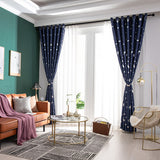 Moon and Stars Blackout Curtains for Girls Bedroom Grommet Thermal Insulated Room Darkening Printed Kids Curtains